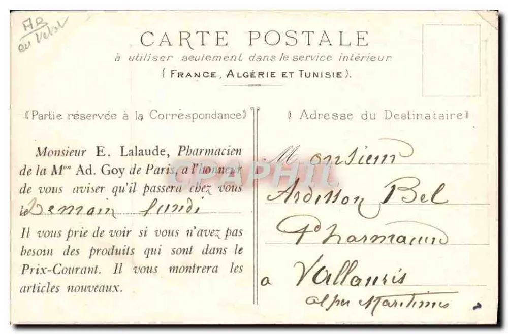 Eine Apotheke aus dem 15. Jahrhundert — D. Des Roches, Serie (7) — Ad. Goy - Rückseite