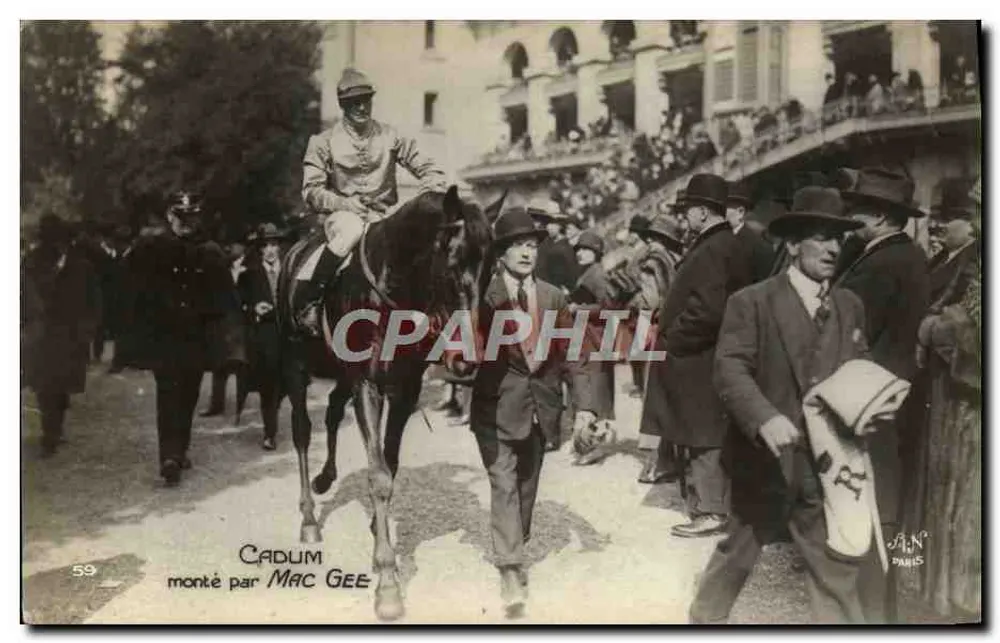 Cadum montado por Mac Gee — corrida de cavalo em Paris — editor A.N. Paris, n°59 - Frente