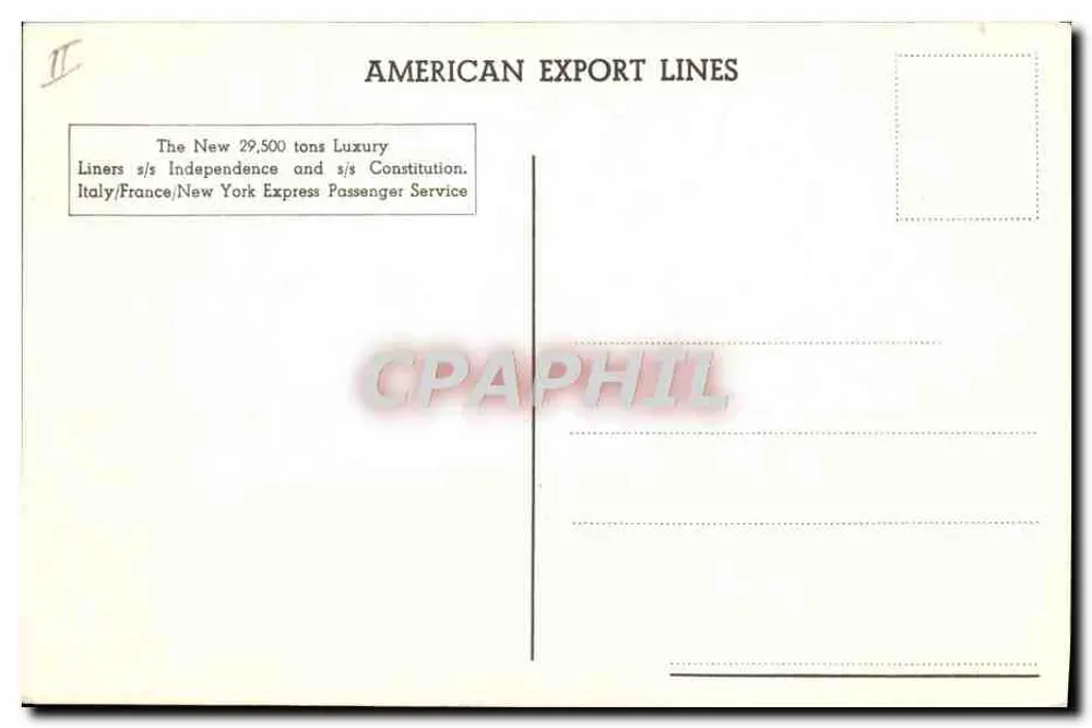C croiseur Independence — American Export Lines — n° II - Rewers