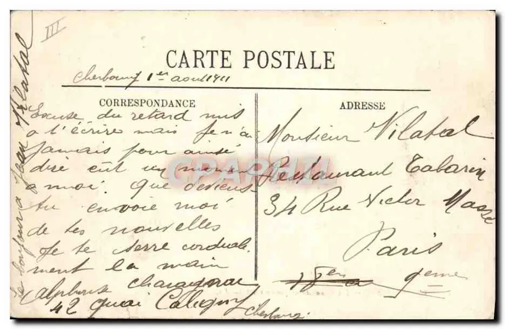 Cherbourg — Ein Transatlantischer Frachter im Hafen — LL - Rückseite