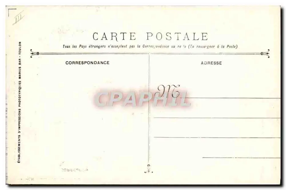 Katastrophe des Panzerschiffes LIBERTÉ — 25. September 1911 — Établissements d’Impressions Photographiques Marius Bar - Toulon - Rückseite