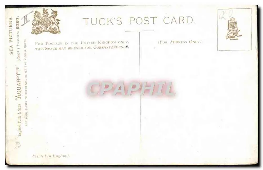 Embarcação a vapor em uma tempestade — Tarscons-Horme — Tuck's Post Card - Verso