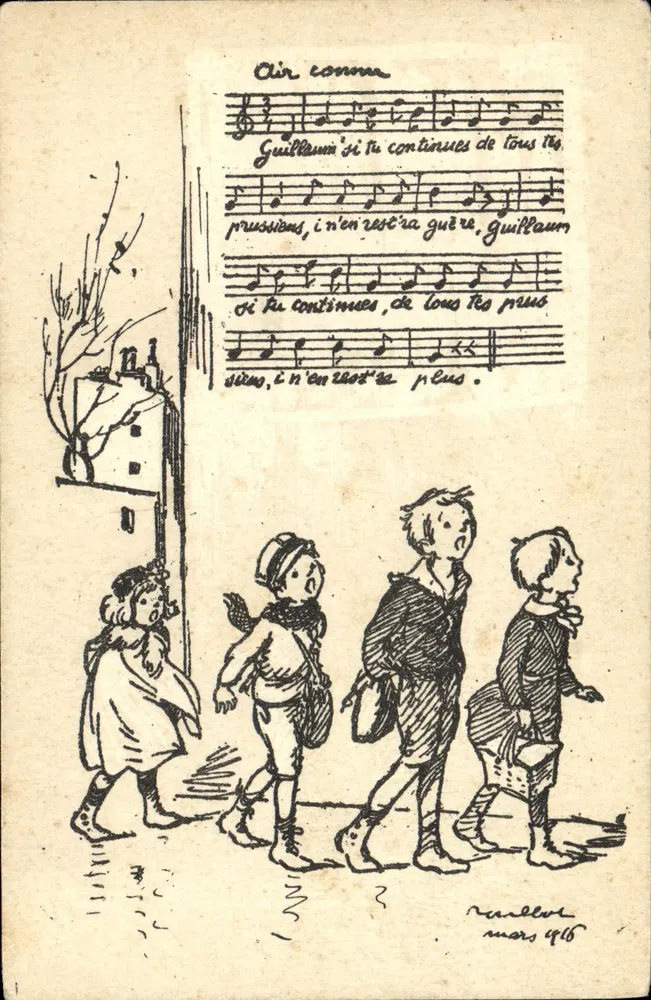 Crianças caminhando — ilustração com canção « Guillaume » — Poulbot, n°47 - Frente