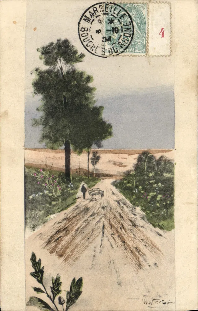 Bäume umsäumte Straße — ländliches Landschaftsbild — Wouters & Cie, n°4 - Vorderseite