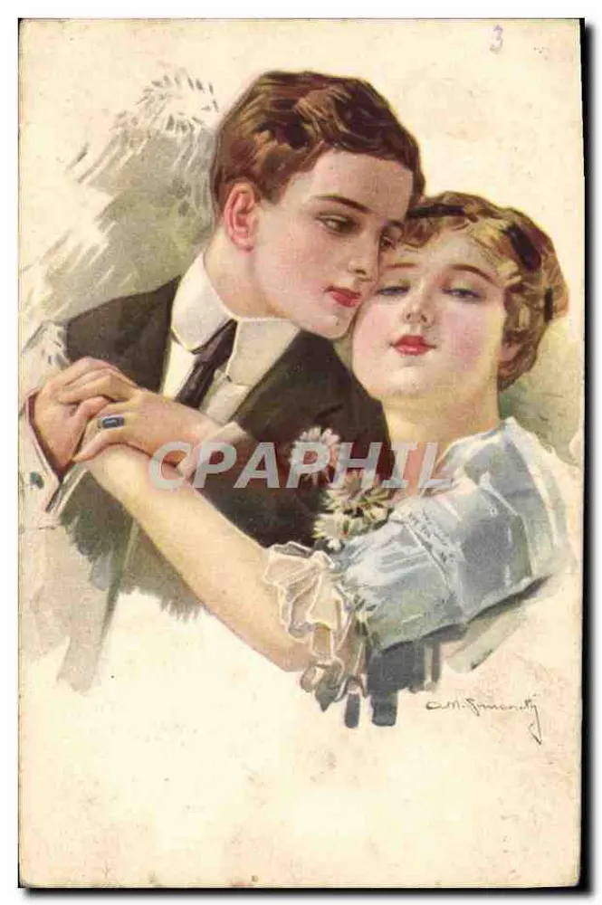 Junges Paar im Arm — Illustration signiert von Carl Rimmerdy — Verlag nicht sichtbar - Vorderseite
