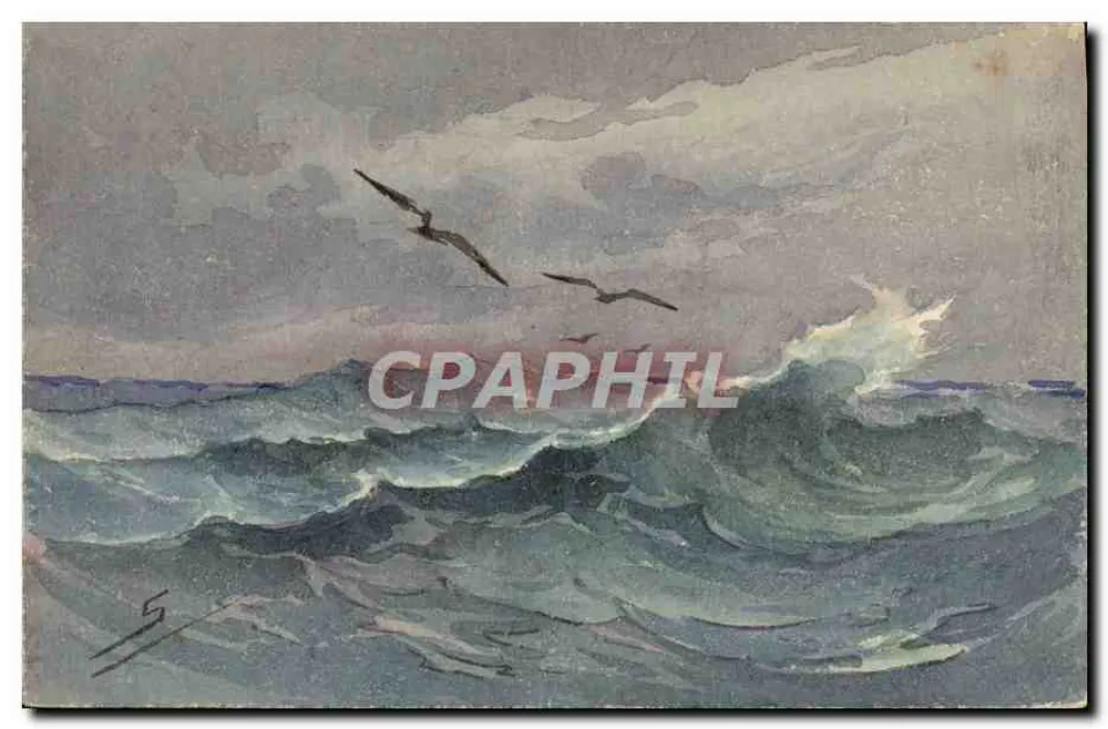 Stürmische See mit Möwen — Illustration — Verlag unbekannt - Vorderseite