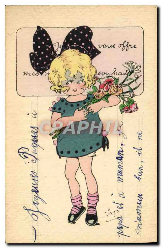 Mädchen, das Blumen anbietet — Ich gebe dir meine Rosen — Cathelain et Barthémin, Serie Nr. 52 - Vorderseite
