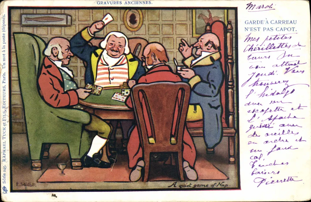 Ein Nap-Spiel — Alte Holzschnitte — Serie 245 — Verlag Raphael Tuck & Fils, Paris - Vorderseite