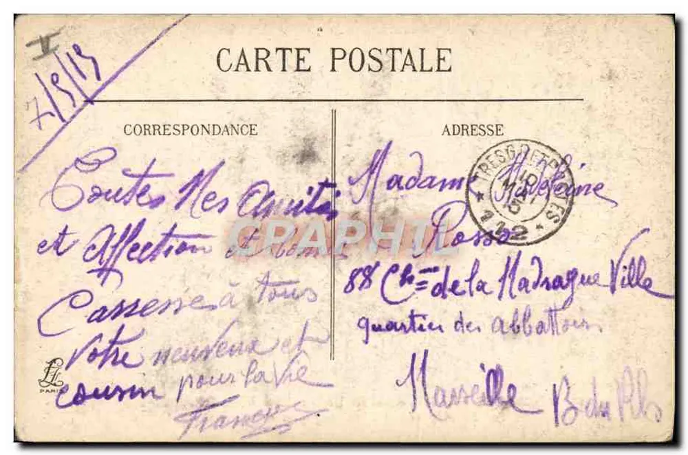 En Argonne. Mitraillleuse dans une tranchée — éditeur L. Paris, n° 533 - Verso