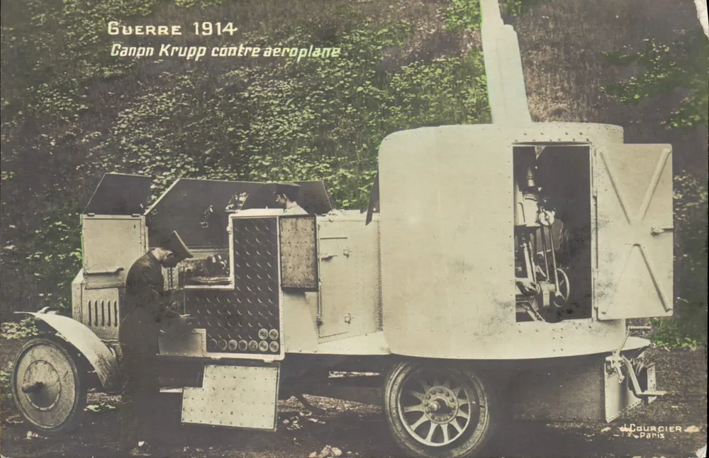 Krupp-Kanone gegen Flugzeug — Krieg 1914 — J. Courcier, Paris - Vorderseite