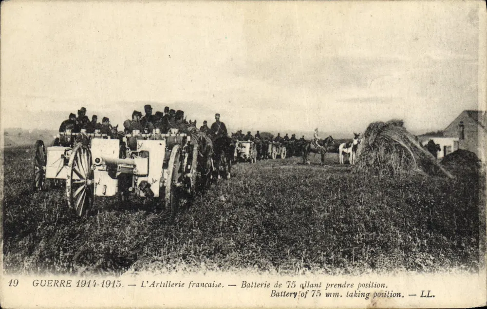 Französische Artillerie — 75 mm-Batterie nimmt Position ein — LL, n°19 - Vorderseite