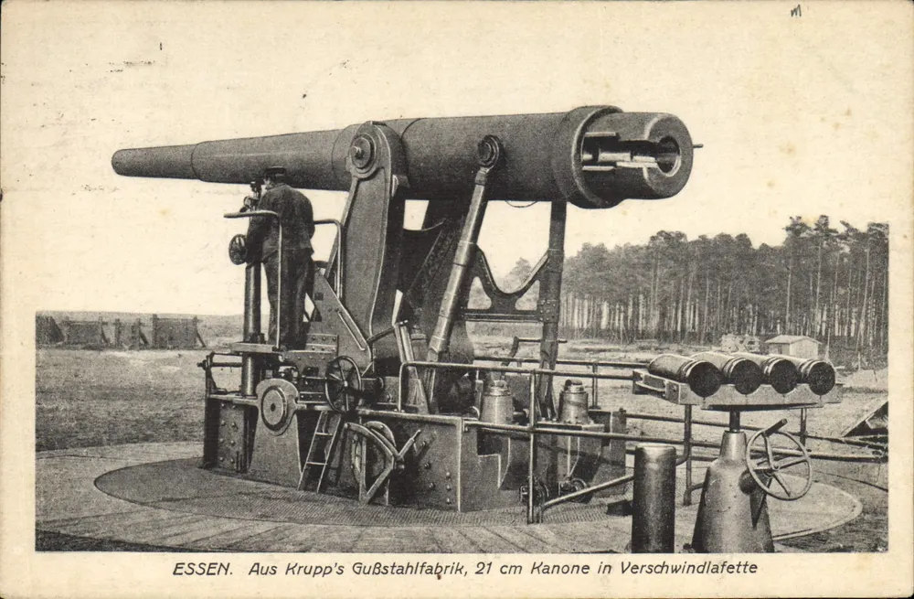 Essen — Canhão de 21 cm Krupp em bateria de vento - Frente