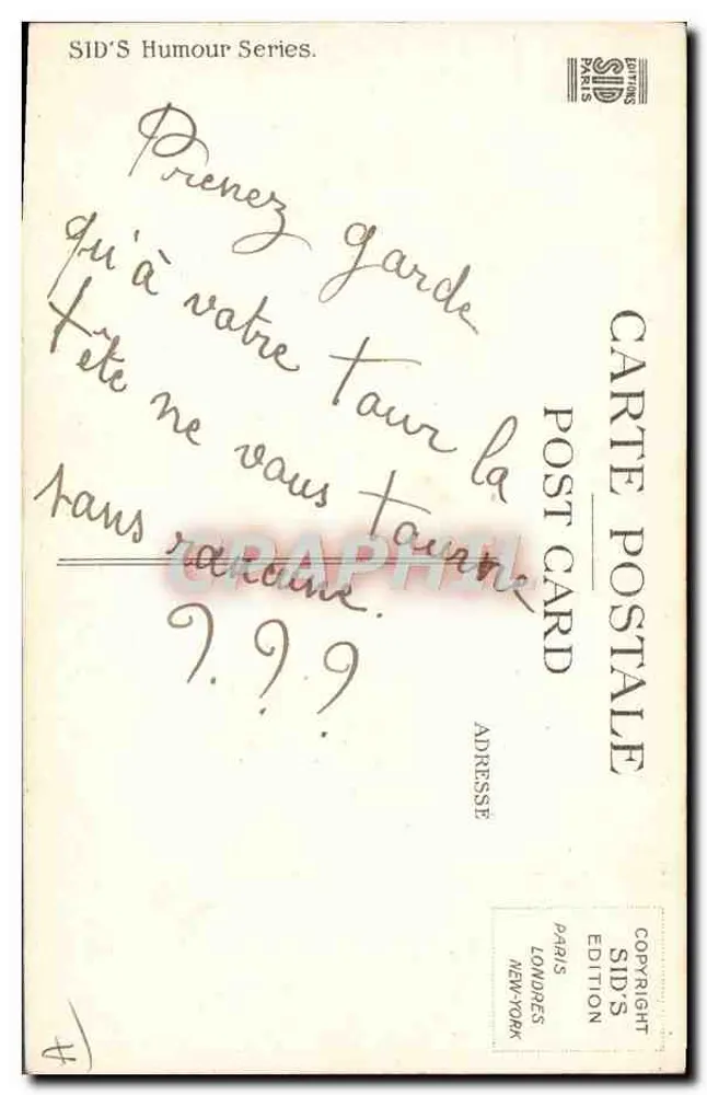 Menino com a cabeça virada — S. Gibson — N° 6002 - Verso