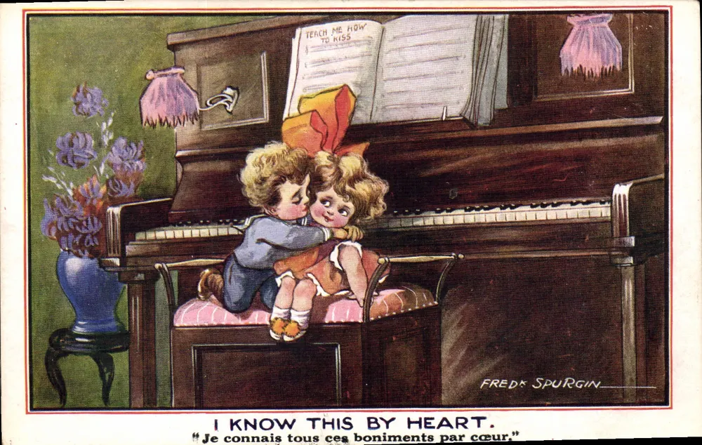 Kinder, die am Klavier Küssen — Fred Spurgin — Inter-Art Co. London - Vorderseite