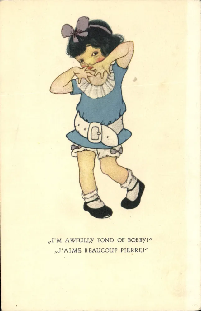 Mädchen in blauer Robe — Liebeserklärung — Verlag 'Prägung in Switzerland' Nr. 1018 - Vorderseite