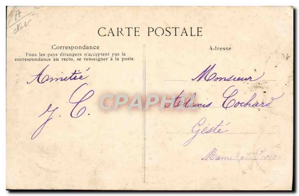 L'Auvergne pittoresque — scène de danse avec musicien — éditeur L'AUVERGNE PITTORESQUE, n° 3196 - Verso
