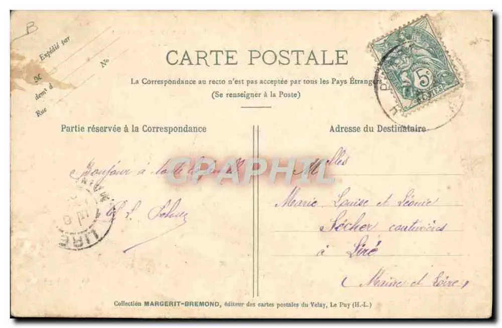 Jovens montanheiros cévenols — indo a cavalo para a feira de Todos os Santos, no Puy — "LE VELAY ILLUSTRÉ" n°312, Chiche M. B. Rep. int. - Verso