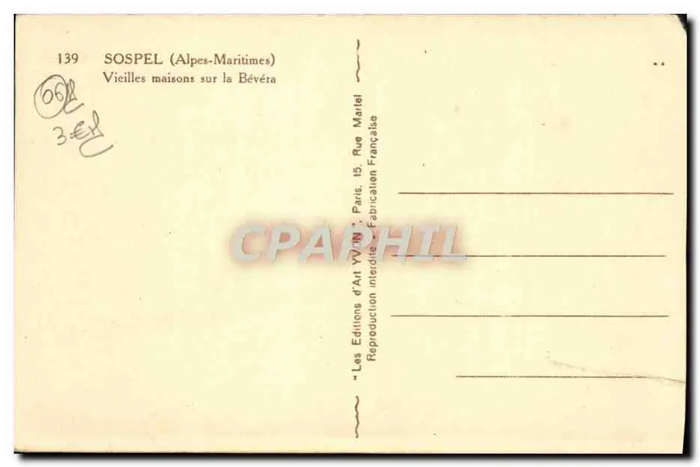 Sospel (Alpes-Maritimes) — Alte Häuser am Bévéra — Les Editions d'Art YV/N - Rückseite