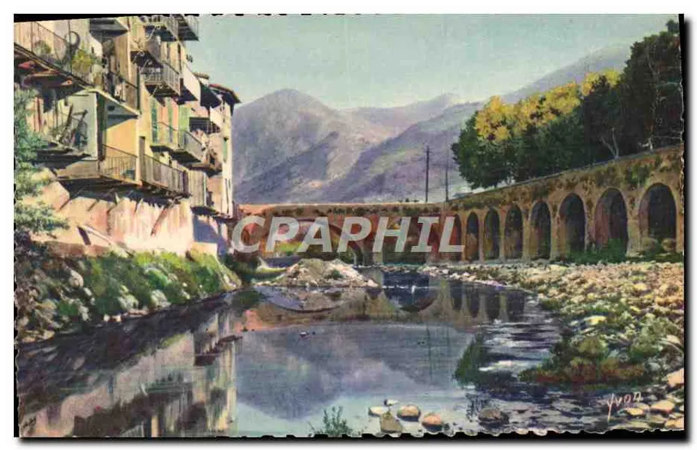 Sospel (Alpes-Maritimes) — Alter Brücke, alte Häuser am Bévéra — Éditions d'Art Yvon, Paris - Vorderseite