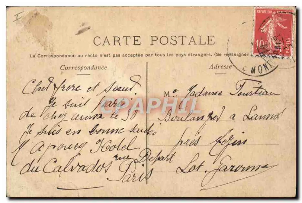 Paris — Monument Pasteur, place Breteuil — P. Marmuse, Paris - Verso