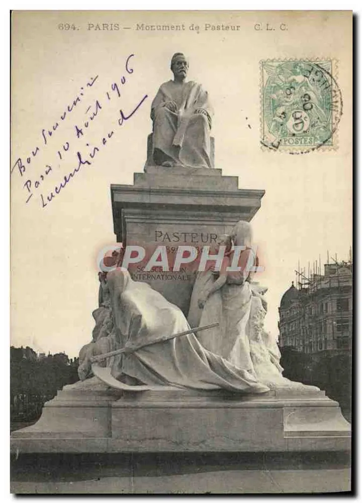 PARIS — Monument de Pasteur — C.L.C. n°694 - Frente