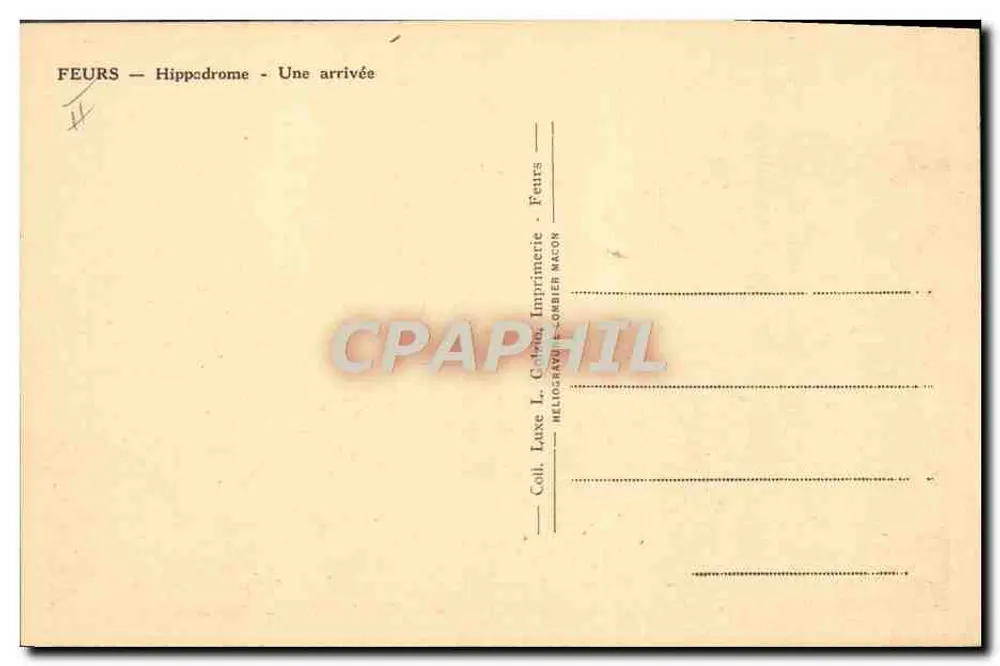Feurs - Hipódromo - Llegada — Laxe L. Collard, Imprenta - Feurs - Reverso