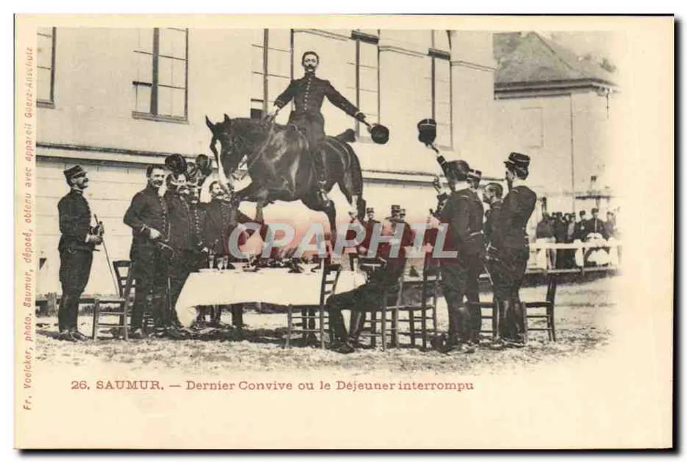 Saumur — Der Letzte Gast oder das unterbrochene Mittagessen — Fr. Voelcker, Foto. Saumur, abgegeben, Apparat Guerz-Ahlsschutz - Vorderseite