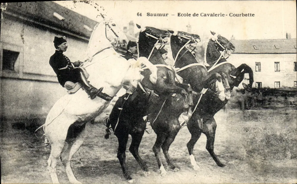 Saumur — Reitakademie — Courbette - Vorderseite
