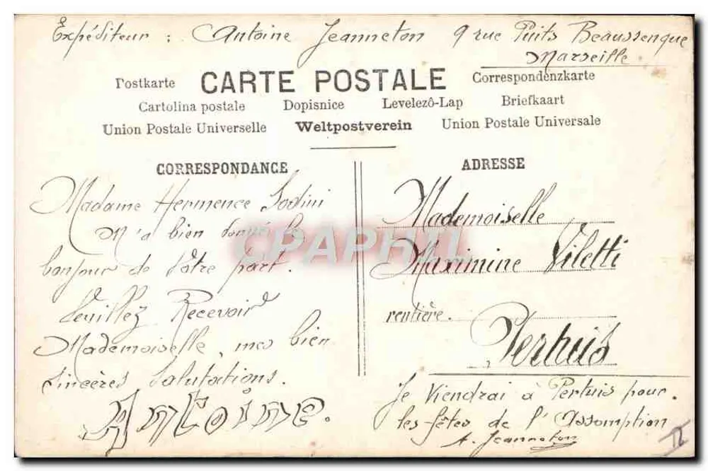 Menina jovem em vestido bordeaux — decoração de praia — M.F. Paris n°2164 - Verso