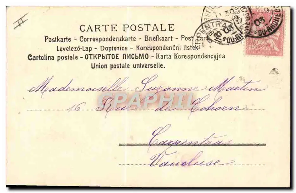 Porträt eines Mannes mit Blumen — unbekannter Verlag, Seriennummer nicht sichtbar - Rückseite