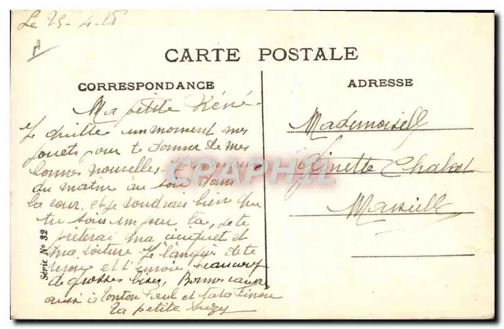 Mädchen mit Hund und Körben — Verlag Emonde Sornein, Serie 32 - Rückseite