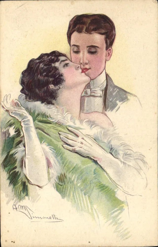 Umarmtes Paar — romantische Illustration — A. M. Simonnetti - Vorderseite