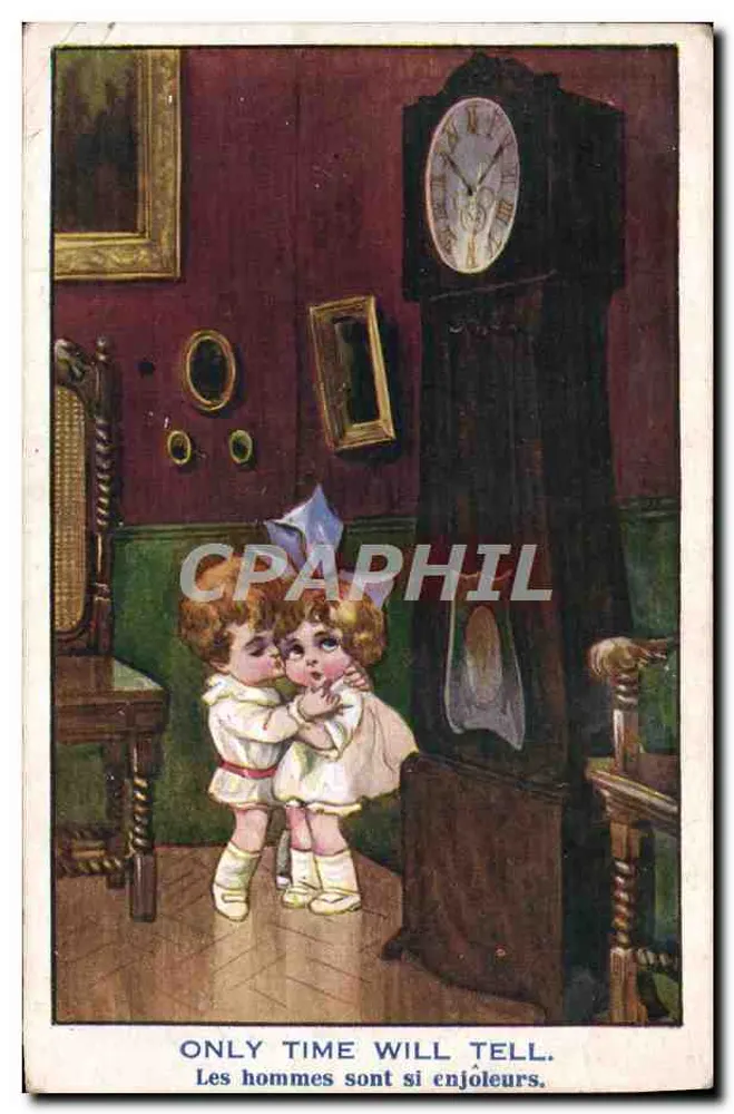 Zwei Kinder vor einer Uhr — Inter-Art Co. — Serie TWELVE-SIXTY-TWO - Vorderseite
