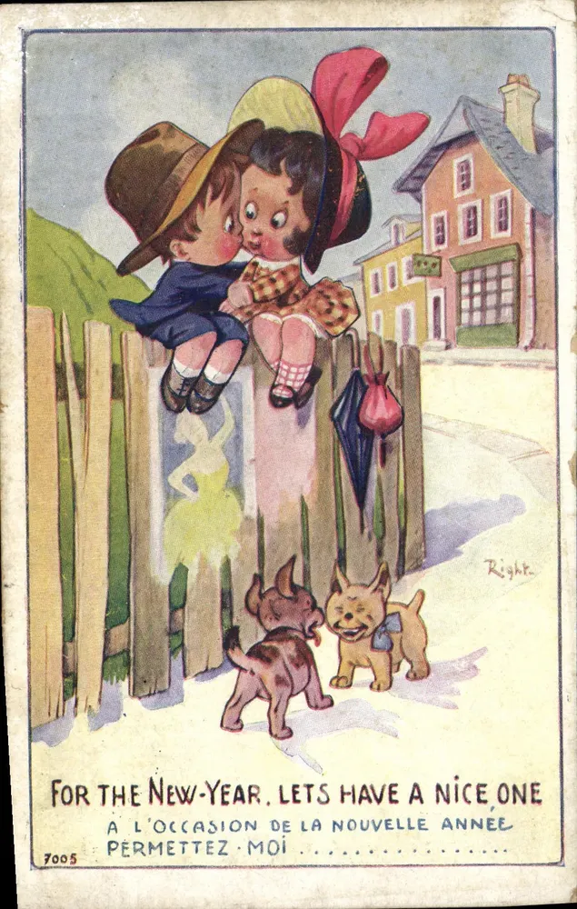 Kinder an einer Wand — Neujahr — Right, n° 7005 - Vorderseite
