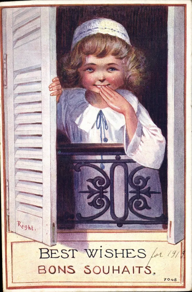 Mädchen am Balkon — 1918 — Rechts, n° 7048 - Vorderseite
