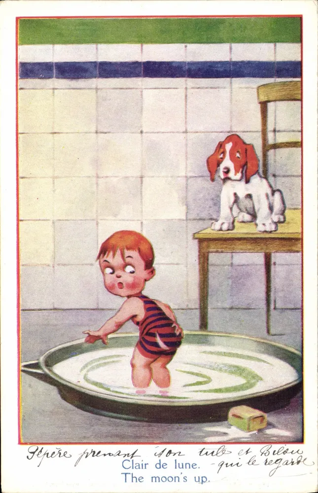 Kind, das ein Bad nimmt — Hund beobachtet — Nr. 191 - Vorderseite