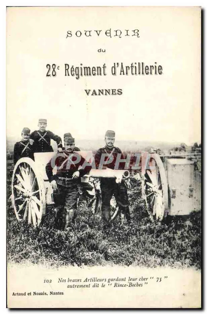 28. Artillerieregiment — Vannes — Artaud et Nozais, Nantes - Vorderseite