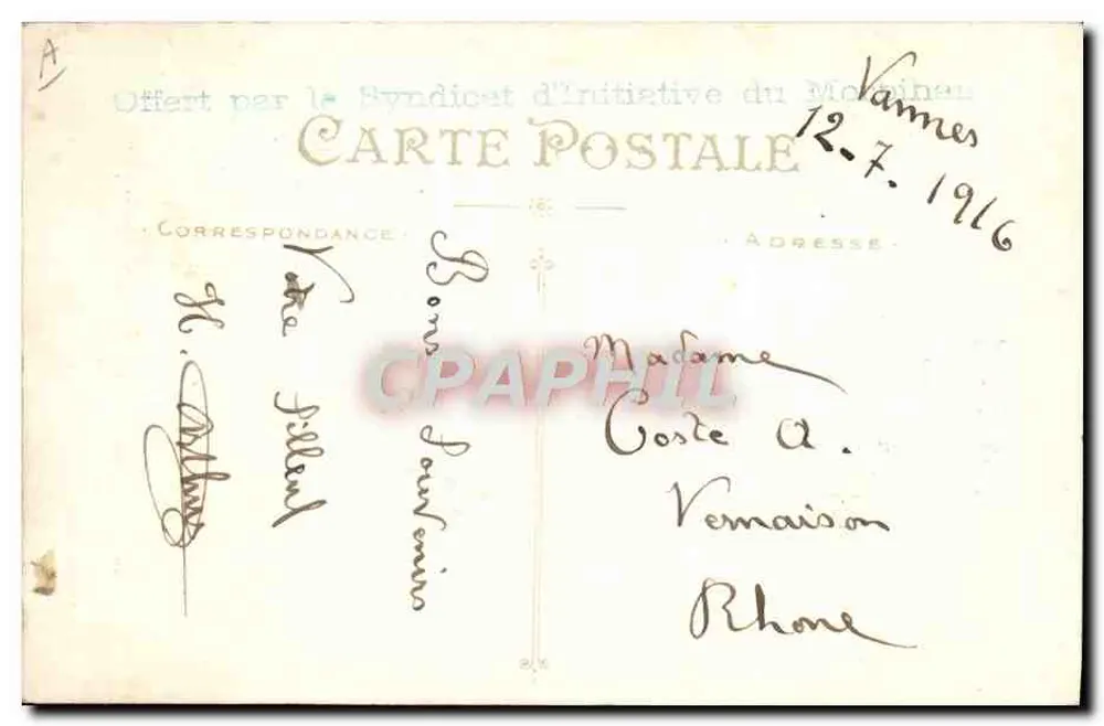 28. Artillerieregiment — Vannes — Artaud et Nozais, Nantes - Rückseite