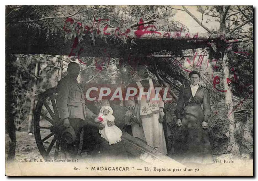 Madagaskar — Ein Taufritual nahe einem 75 — Sammlung A. B. Kriegsserie 1914-17 - Vorderseite