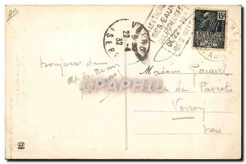 Tipo de Bethmalais (Ariège) — Velhos Trajes Pirenéus — Fototipias Labonche Frères, Toulouse - Verso