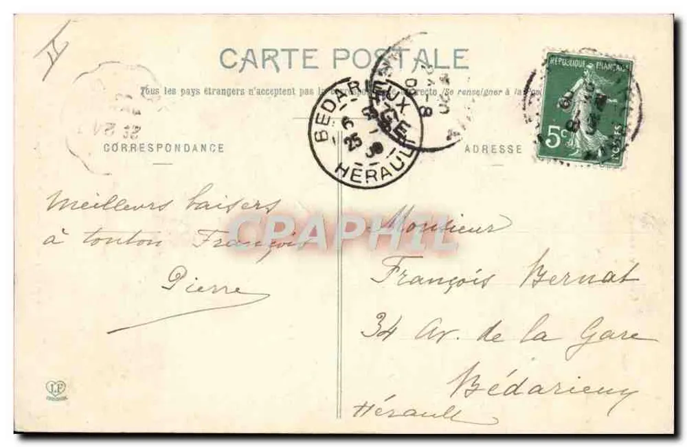 Junge Frau aus Bethmale — Die Ariégeoise Pyrenäen — Phototype Lábouche Frères Toulouse, Nr. 168 - Rückseite