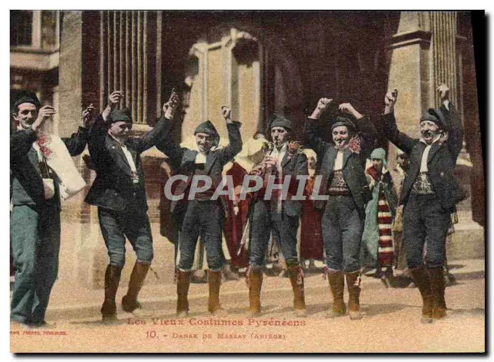 Dança de Massat (Ariège) — Os Velhos Trajes Pireneus — série 10, editor L. F. P. PARIZE - Frente
