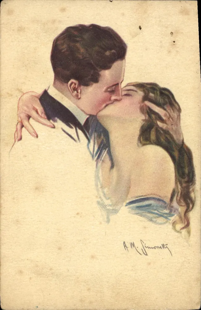 Ein Paar, das sich umarmt — romantische Illustration — A.M. Jiminoretty - Vorderseite