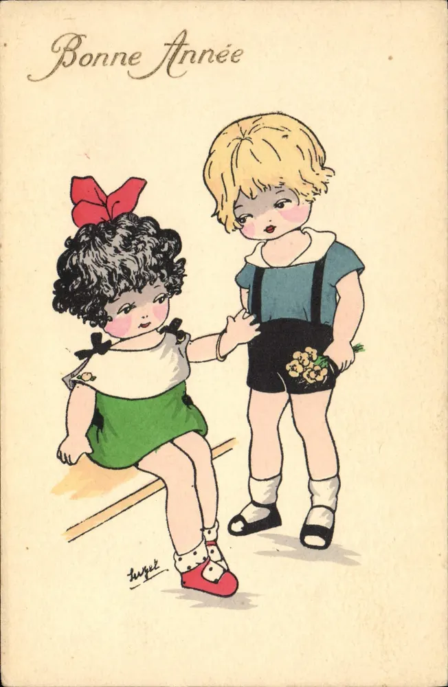 Zwei Kinder — Frohe Neujahr — Cathelin et Bartrin Édil, Serie Nr. 70 - Vorderseite