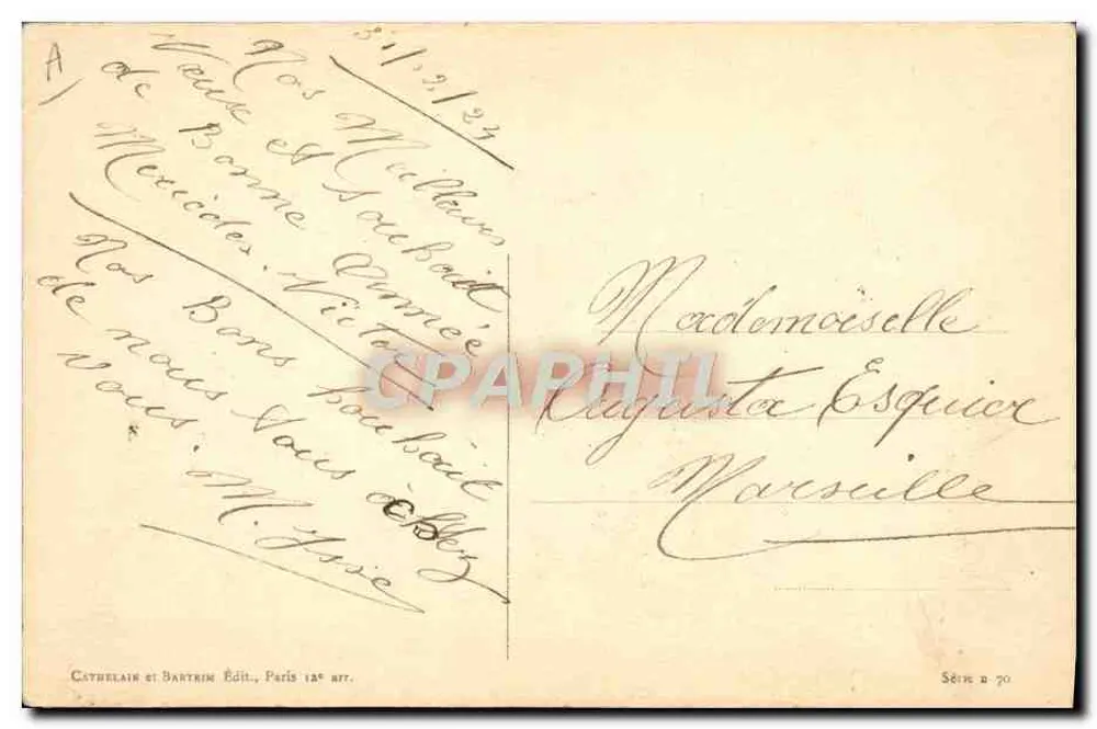 Zwei Kinder — Frohe Neujahr — Cathelin et Bartrin Édil, Serie Nr. 70 - Rückseite