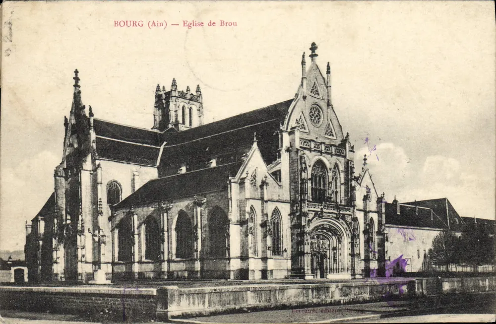 Bourg (Ain) — Igreja de Brou — Lévyard, editor, 1908 - Frente