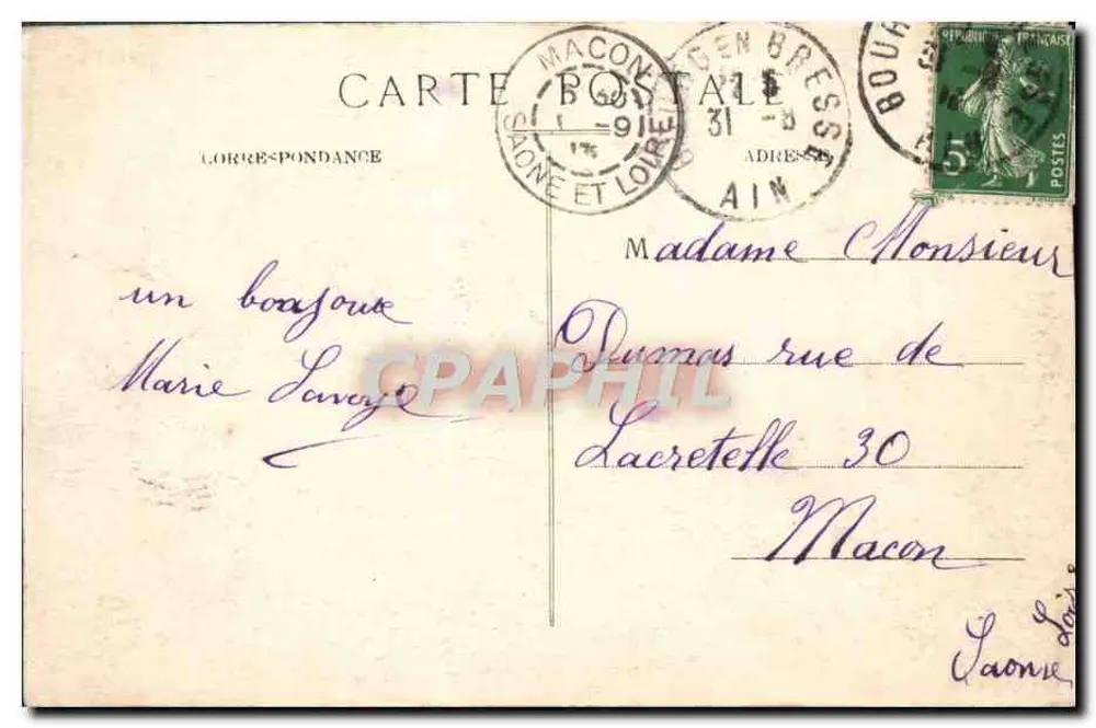 Bourg (Ain) — Igreja de Brou — Lévyard, editor, 1908 - Verso