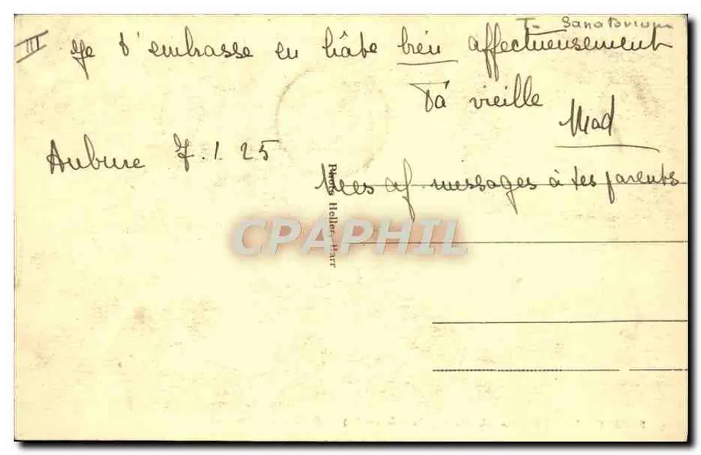 Sanatorium Bethel - Aubure (bei Ribeauvillé) — Speisesaal — unbekannter Verleger - Rückseite