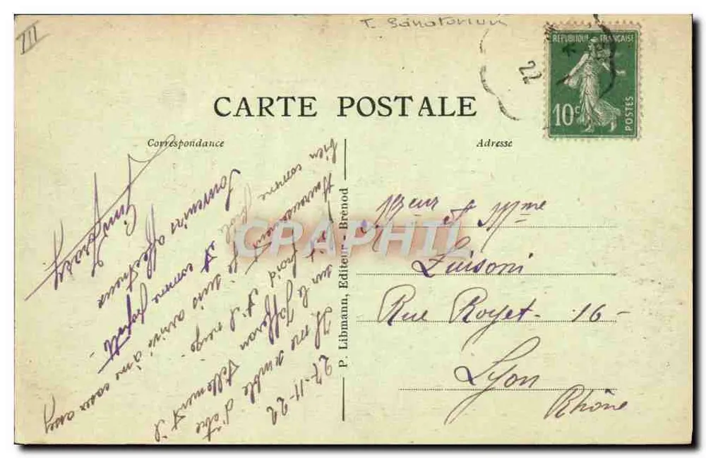 Hauteville (Ain) - Sanatório Mangini — P. Libmann, Editor - Verso