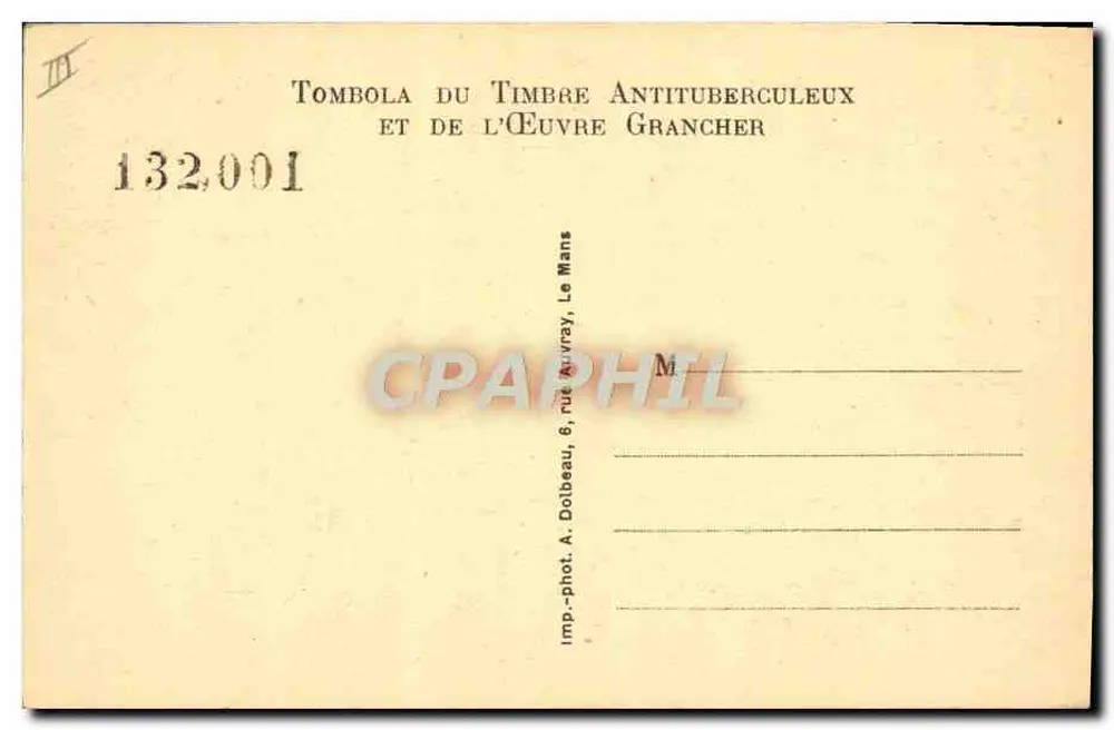 Sanatorium de Parigné-l'Évêque (Sarthe) — Desinfektionsdienst — Association d'Hygiène Sociale et de Préservation Antituberculeuse de la Sarthe - Rückseite